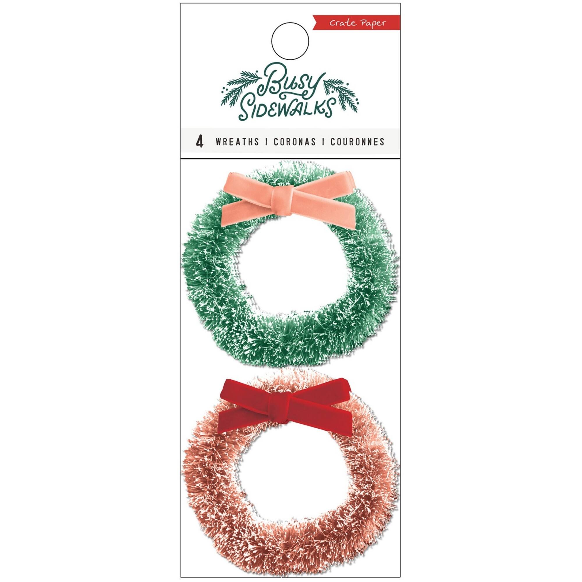 Busy Sidewalks Bottle Brush Wreath, 4 Pack
